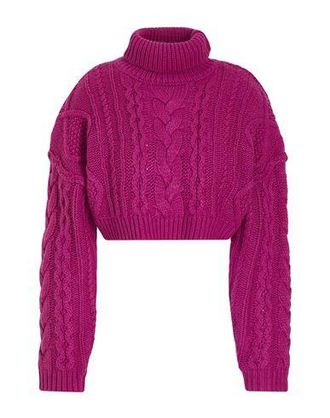 8 by YOOX HIGH-NECK CROPPED CABLE KNIT