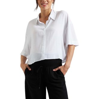 Ripe Farrah Crop Shirt in White at Nordstrom, Size X-Small Short Au