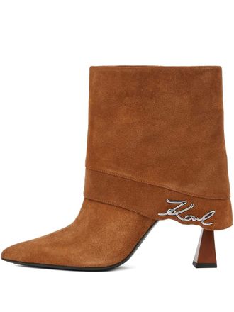 Karl Lagerfeld Debutante enkellaarzen met omslag - Bruin