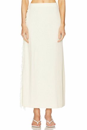 Clea Canton Fringe Knit Skirt In Stucco