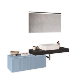Aquadesign Mueble de ba&ntilde;o 4 piezas en mdf antracita/azul tiffany