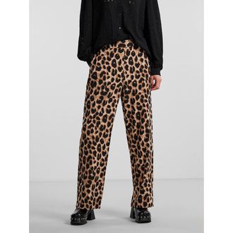 Pieces Broek met luipaardprint, hoge taille