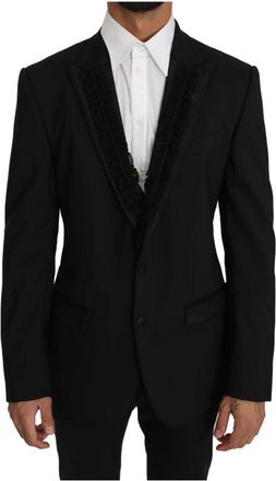 Dolce & Gabbana Zwarte Martini Torrero Blazer Jas - Heren - Blazers - Zwart - L - Wol - Jassen