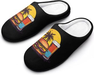 Generic Burger And Beer Mens Slippers Comfortable And Non-slip Cotton Slipper Shoe for House