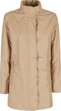 Fay Cappuccino New Virginia High-Neck Drawstring Polyester Jacket