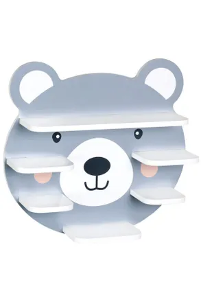 KESPER Regal FÜR Tonibox UND Figuren, Grau, Weiß, Holzwerkstoff, Bär, 45x42x12 cm, FSC 100%, hängend, Toniebox und tonies-Figuren kompatibel, Wohnzimmer, Reg