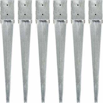 vidaXL Picchetti di Terra 6 pz Argento 10x10x76 cm in Acciaio Zincato - Vidaxl