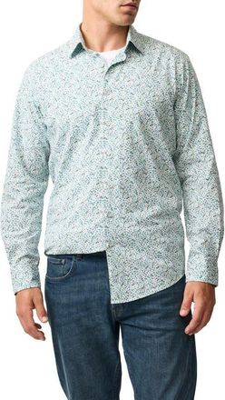 Rodd & Gunn Woodstock Downs Leaf Print Cotton Button-Up Shirt in Forest at Nordstrom, Size Medium