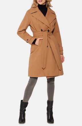 Norwegian Wool Double Breasted Virgin Wool Blend 750 Fill Power Down Waterproof Coat in Camel at Nordstrom, Size X-Small