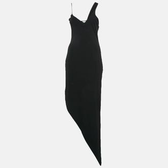 Lama Jouni Black Jersey Asymmetric Sleeveless Dress