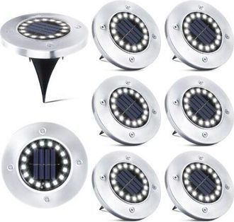 OEM 16 Luces Solares Led Para Exteriores - 8 Focos Solares Impermeables Para Jard&iacute;n, Ideales Para Pasillos, Caminos, Patios, Jardines Subterr&aacute;neos Y Zonas