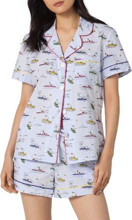 Bedhead Pajamas x Peanuts Catch a Wave Organic Cotton Poplin Short Pajamas in Catch A Wave Snoopy at Nordstrom, Size X-Small
