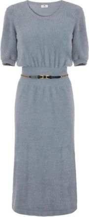 Elisabetta Franchi Gebreide Jurk met Riem - Dames - Kleedjes - Blauw - M - Kleedjes