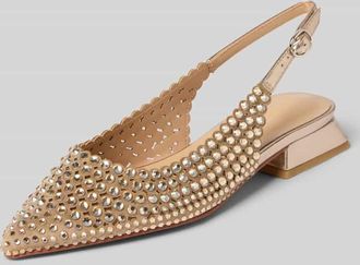 Alma En Pena Ballerinas mit Ziersteinbesatz in Gold, Gr&ouml;&szlig;e 37