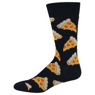 Socksmith Mens Pizza Socks, Black (Black Black), One (Size: U.S. 7-12.5)