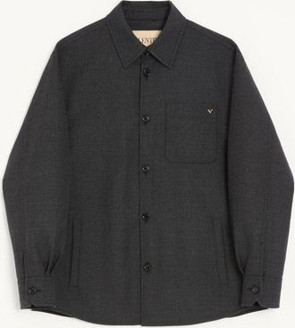 Valentino Valentino Shirt Jacket In Nylon Gabardine With Vgold Man DARK GREY 44