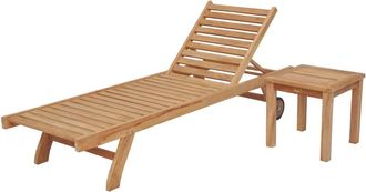 Happy Garden Tumbona recta con mesa lateral de teca