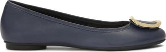 Kazar Marineblauwe leren ballerinas met metalen accenten - Dames - Ballerinas - Blauw - 38 EU - Leer - Schoenen