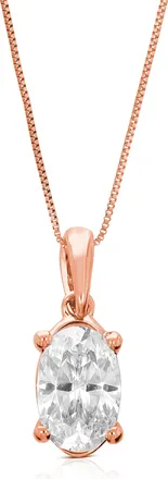 Vir Jewels 1 cttw Oval Lab Grown Diamond Solitaire Pendant Necklace in 14K Gold with Chain For Women
