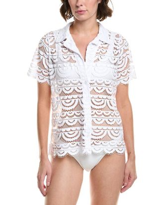 PQ Swim Lace Button Top