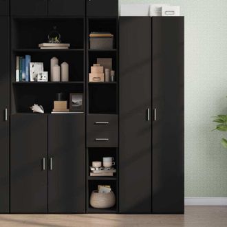 vidaXL Credenza Nera 30x42,5x185 cm in Legno Multistrato - Vidaxl