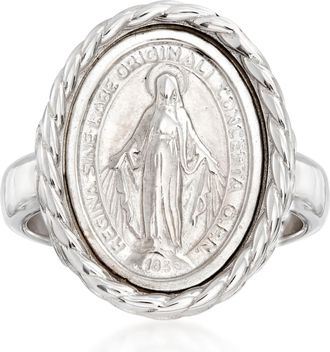 Ross-Simons Italian Sterling Silver Miraculous Medal Oval Ring