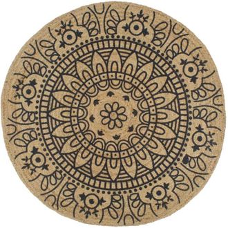 vidaXL Alfombra De Yute Tejida A Mano Estampado Azul Oscuro 150 Cm Vidaxl