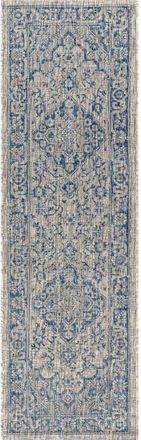 Jonathan Y Designs Rozetta Boho Medallion Textured Weave Indoor/Outdoor Area Rug in Gray/navy at Nordstrom, Size 2Ft 0In X 8Ft 0In
