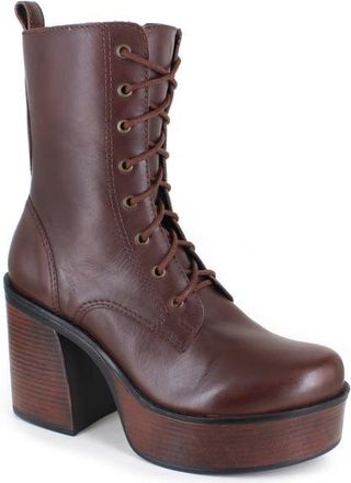 Ziginy Rocio Platform Lace-Up Boot in Brown at Nordstrom, Size 10