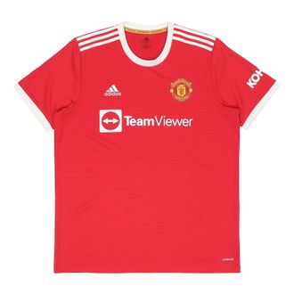 adidas Mens adidas 21-22 Season Manchester United Home Fan Edition Sports Short Sleeve Red Jersey Asia Sizing H31447