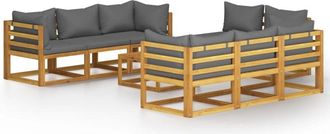 vidaXL Muebles De Jard&iacute;n 9 Pzas Cojines Madera Maciza De Acacia Vidaxl