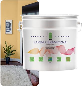 OEM Pintura Cer&aacute;mica Para Paredes, Lavable, Amarillo Arena, 2 L, Resistente A Las Manchas