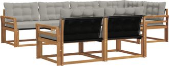 vidaXL Conjunto De Sof&aacute;s De Exterior 7 Uds. Natural Y Gris Claro Vidaxl