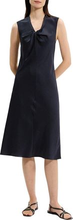 Theory Crushed Satin Twist Scoop Dress