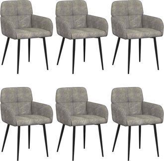 vidaXL Sillas De Comedor 6 Uds. Cuero De Suede Sint&eacute;tico Gris Claro Vidaxl