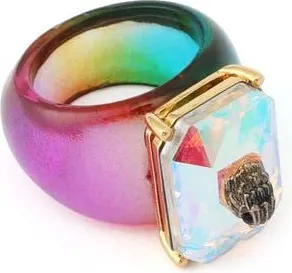 Kurt Geiger Resin Ombre Stone Cocktail Ring in Rainbow Multi at Nordstrom, Size 8