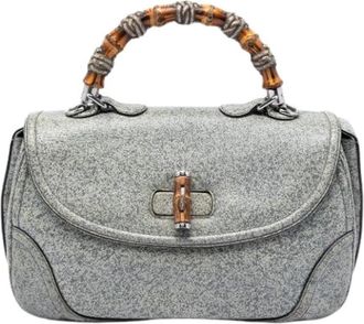 Gucci Pre-owned Handbags, female, Gray, Size: ONE SIZE Pre-owned Bamboo Top Handle Satchel