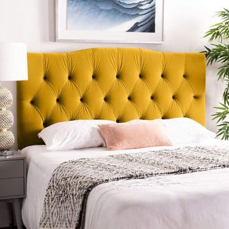 Casa Emia Mustard Plush King 26 inch Strutted Headboard