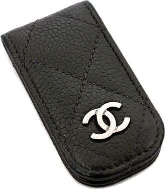 Chanel Matelasse Black Leather Money Clip (Pre-Owned)