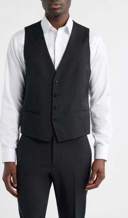 BOSS Houston Slim Fit Dark Navy Virgin Wool Suit Vest in Black at Nordstrom, Size 40 Short