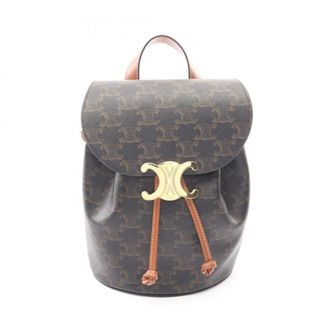 Celine Black Brown Coated Canvas Leather Backpack (Pre-Owned)