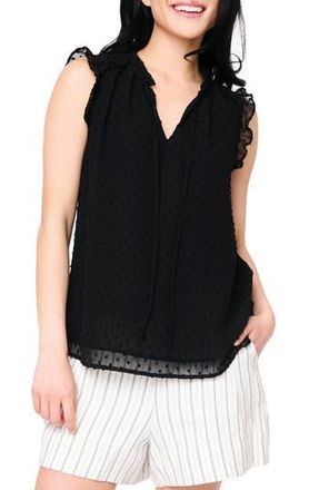 Gibsonlook Clip Dot Ruffle Accent Top in Black at Nordstrom Rack, Size Xx-Small
