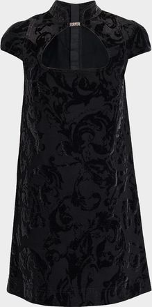 Versace Jeans Couture Cut-Out Barocco Denim Mini Dress