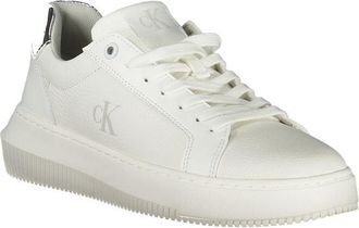 Calvin Klein Logo-Embroidered Leather Sneaker - White