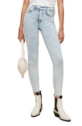 AllSaints Dax High Waist Ankle Skinny Jeans in Snow Indigo at Nordstrom, Size 25