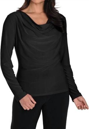 Frank Lyman Design Drape Front Knit Top In Black