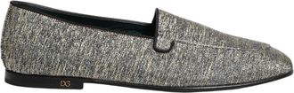 Dolce & Gabbana Glitter Lurex DG Logo Dress Loafers - Heren - Loafers - Grijs - 42 EU - Leer - Schoenen