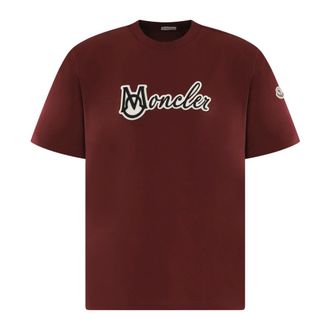 Moncler T-Shirts, male, Red, Size: L Short Sleeve T-Shirt