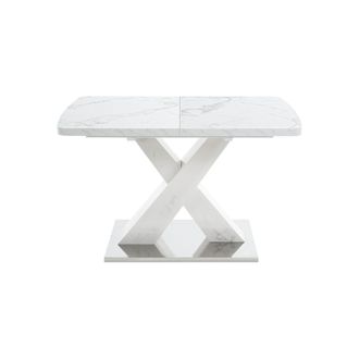 STILVORA Mesa De Comedor Rectangular Con Tablero Extensible Y Patas En X, De Mdf Y Acero, 120&times;80&times;76.5 Cm, Blanco