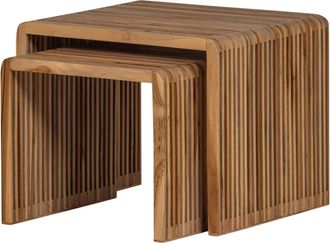 De Eekhoorn Design Beistelltisch-Set Jasmijn aus recyceltem Teakholz, Natural